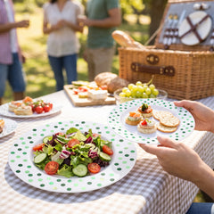 Festive Green Premium Plastic Plates - Multipack
