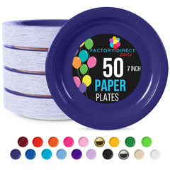 7 In. Navy Paper Plates - 50 Ct.