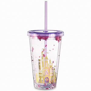 Disney Princess Glitter Confetti Tumbler Cup with Straw - 16oz