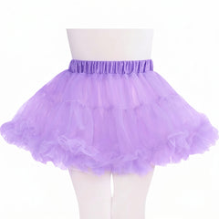 Girls Lavender Tutu Skirt - Layered Tulle Ballet Petticoat with Satin Elastic Waist for Dance, Dress Up, Princess Costume - M/L