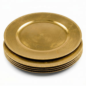 Gold Premium Plastic Charger Plates, 13-Inch, Set of 4