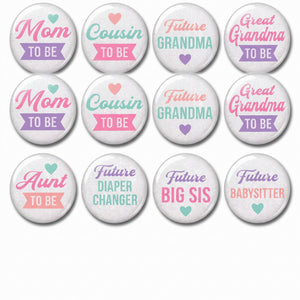 Baby Shower Celebration Multipack Pins - 8 Assorted Family Titles