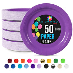 9 In. Purple Paper Plates - 50 Ct.