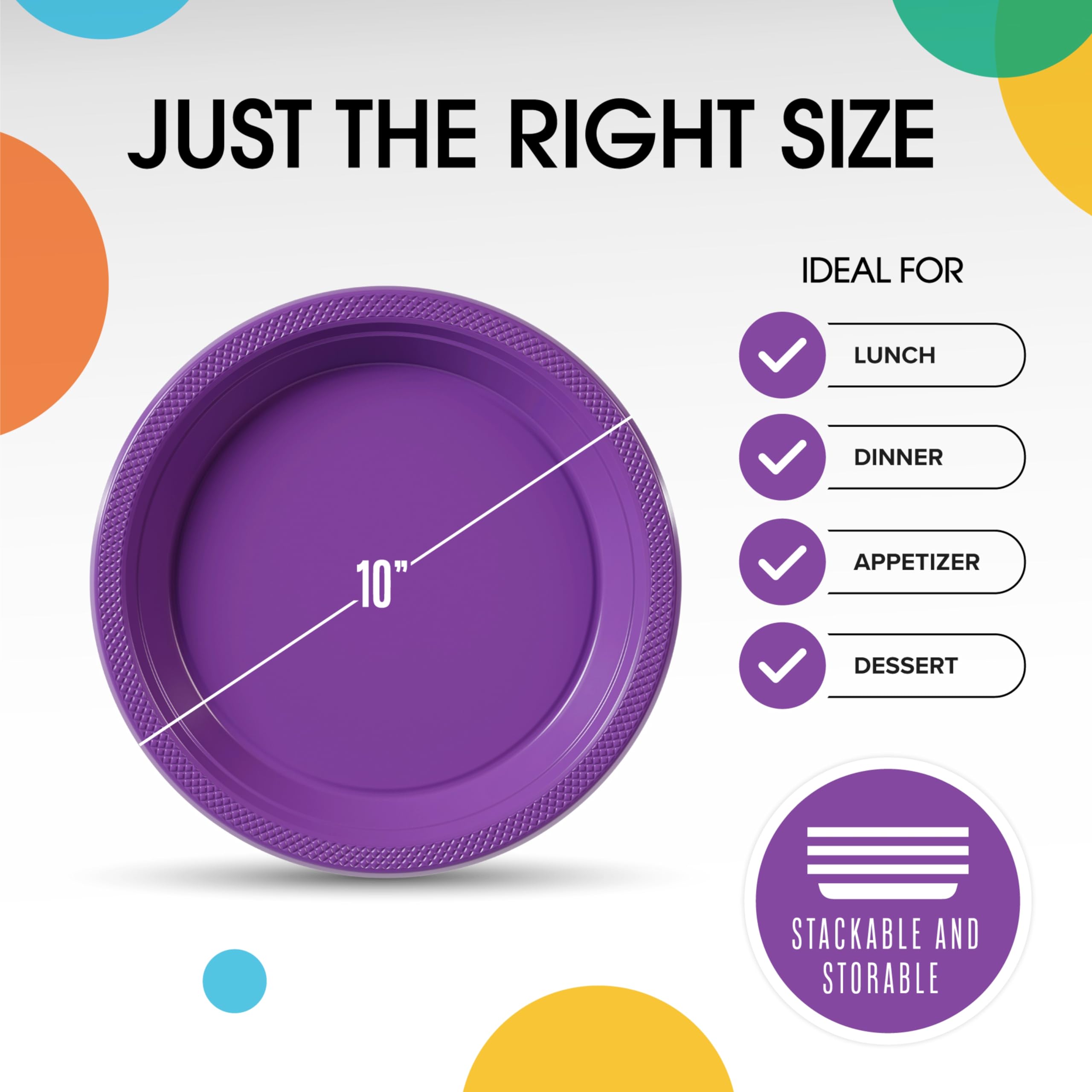 10 In. Purple Plastic Plates | 50 Count