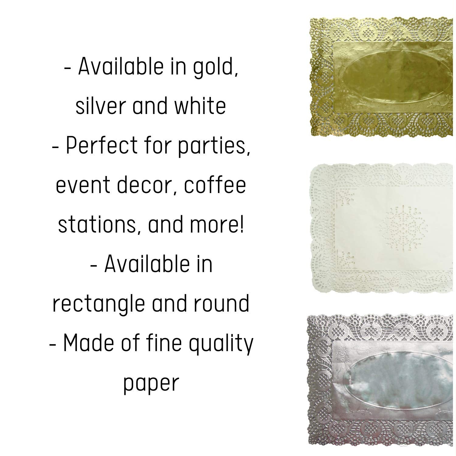 10 In. X 14.5 In. Gold Foil Doilies | 4 Count