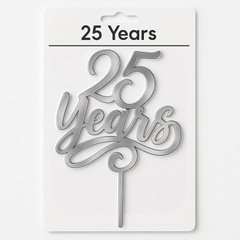 Silver Mirrored "25 Years" Anniversary Cake Topper