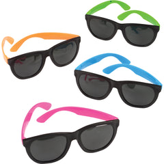 Neon Rubber Toy Sunglasses - 12 Count
