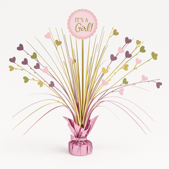 "It's a Girl!" Metallic Gold & Pink Spray Centerpiece - 18"