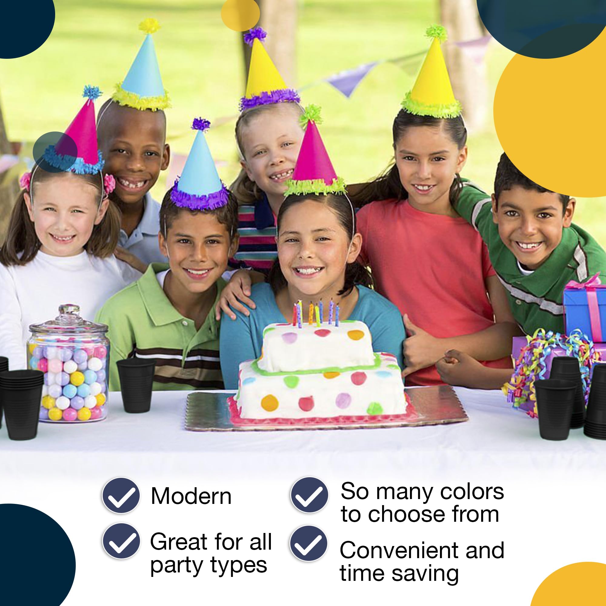 12 Oz. Black Plastic Cups | 50 Count