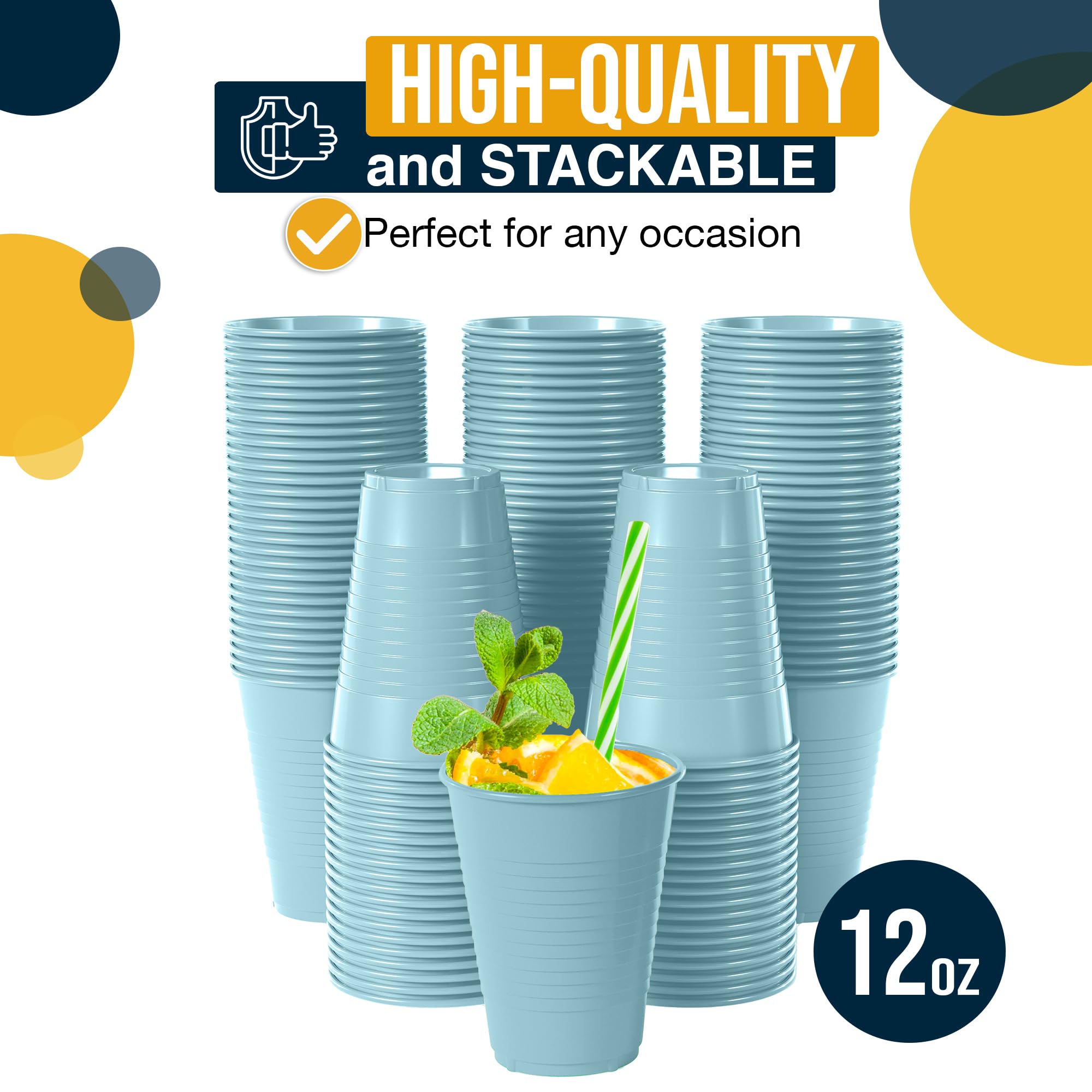12 Oz. Light Blue Plastic Cups | 50 Count