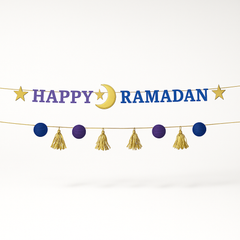 "Happy Ramadan" Letter Banner Kit with Mini Garland