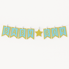 "Baby Boy" Glitter Clothespin Pennant Banner