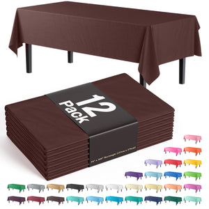Brown Plastic Table Covers | 12 Pack - 54 In. x 108 In.