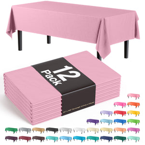 Pink Plastic Table Covers | 12 Pack - 54 In. x 108 In.