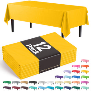 Yellow Plastic Table Covers | 12 Pack - 54 In. x 108 In.