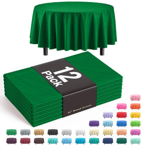 Round Emerald Green Plastic Table Covers | 12 Pack - 84 in.