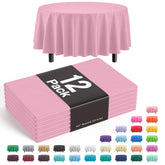 Round Pink Plastic Table Covers | 12 Pack