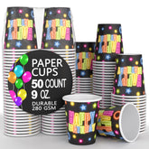 9 oz. Neon Birthday Print Paper Cups - 50 Ct.