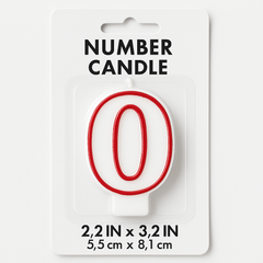 Red & White Number 0 Birthday Candle