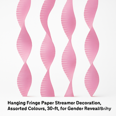 Bright Pink Fringe Crepe Streamer - 30 ft