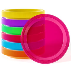 Unleashed - 9 In. Neon Assorted Color Plastic Plates - 60 Ct.