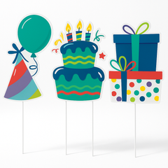 Vibrant Birthday Celebration Lawn Sign Set - 3 Pack