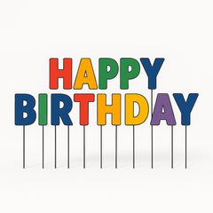 Vibrant "HAPPY BIRTHDAY" Yard Stake Sign Set