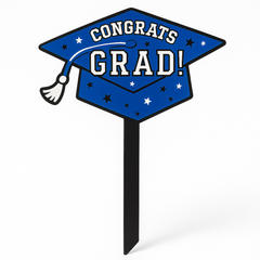"Congrats Grad" Royal Blue Lawn Sign