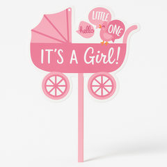 "It's a Girl" Pink Stroller Yard Sign for Baby Showers