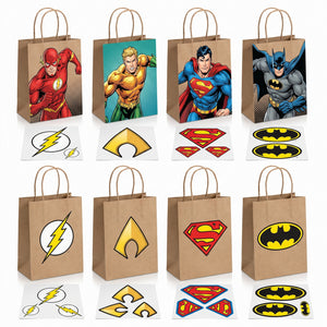 Justice League Heroes Unite Customizable Kraft Gift Bags - 8 Pack