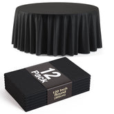 120 In. Premium Round Black Plastic Table Covers | 12 Count