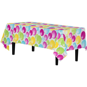 Balloon Print Plastic Table Covers | 6 Pack - 54 In. x 108 In.