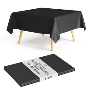 Premium Square Black Table Cover 52" x 52" | 1 Pack