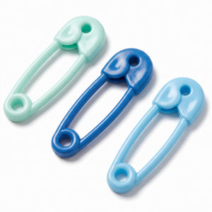 Blue Safety Pin Favor Charms - 24 Pack for Baby Showers