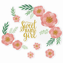 Sweet Baby Girl Floral Baby Shower Wall Decorations