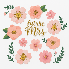 Mint to Be "Future Mrs" Floral Wall Decor Set, Pink/Gold, 8-Piece