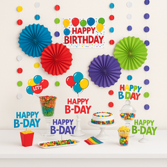 Colorful Birthday Celebration Room & Table Decorating Kit, 18-Piece Set