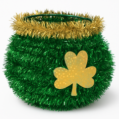 Mini 3D Tinsel Green Cauldron Decoration for St. Patrick's Day