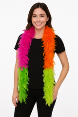 Vibrant Neon Feather Boa - 72" Costume Accessory