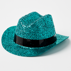 Turquoise Glitter Mini Cowboy Hat