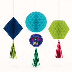 Modern Honeycomb 3D Hanging Birthday Decorations