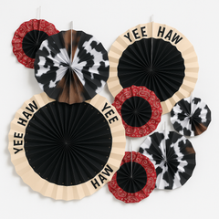 Western Paper Fan Decoration Kit - 8-Piece Set
