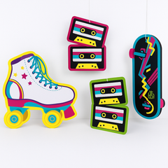 Retro 80s and 90s Hanging Party Decorations - 5 Pack