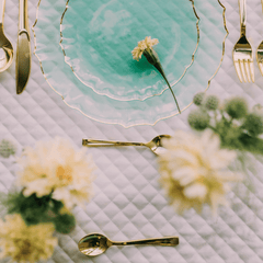 7.5 In. Mint/Gold Petal Plates | 120 Count