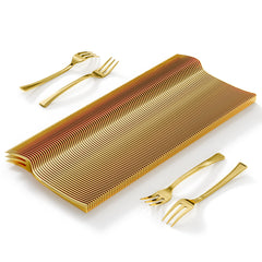 Exquisite Classic Gold Plastic Tasting Forks 100 Count