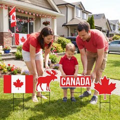 Canada Day Yard Sign Set - 9-Piece Patriotic Lawn Decorations