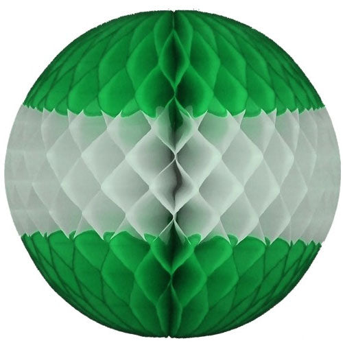 "14"" Green & White Honeycomb Balls"