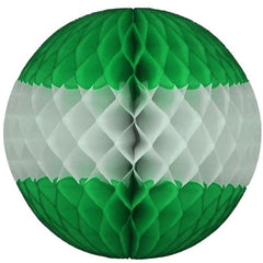 "14"" Green & White Honeycomb Balls"