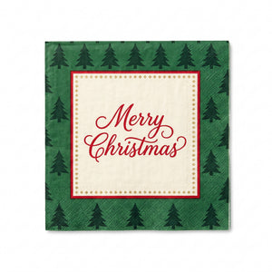 Elegant Evergreen Christmas Beverage Napkins, 40 Count - 5 In. X 5 In.