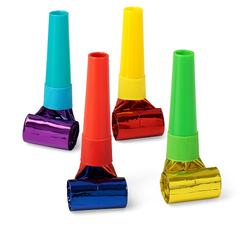 Metallic Rainbow Blowout Noisemakers - 8 Pack